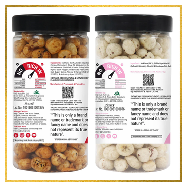 Snackrite Makhana Combo (Pack of 2) - Himalayan Salt (70g) and Peri Peri Flavor (70g) | Popped Lotus Seed | Flavoured Fox Nuts