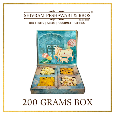 200 Grams Cardboard Box - (50 Grams each of Almonds, Cashews, Raisins & Pistas)