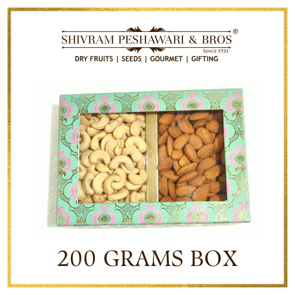 200 Grams Cardboard Box - (100 Grams each of Almonds & Cashews)
