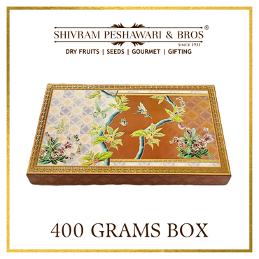400 Grams Cardboard Box - (100 Grams each of Almonds, Cashews, Raisins & Pistas) Rectangle Box