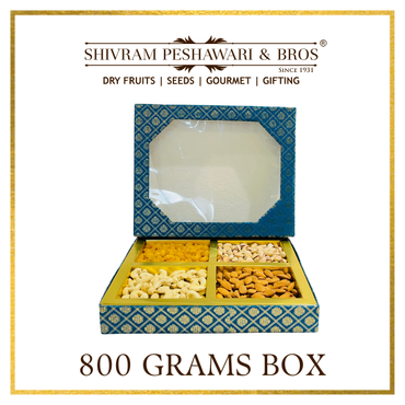 800 Grams Cardboard Box - (200 Grams each of Almonds, Cashews, Raisins & Pistas)