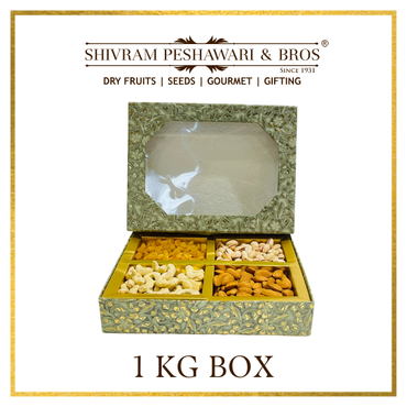 1 Kg Cardboard Box - (250 Grams each of Almonds, Cashews, Raisins & Pistas)