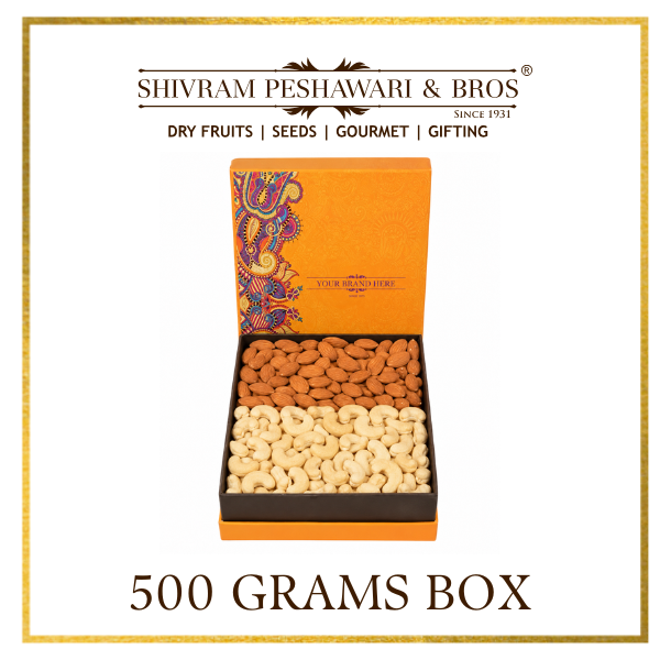 500 Grams - Customized Gift Box (250 Grams each of Almond & Cashews)