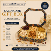 300 Grams Cardboard Box - (50 Grams each of Almonds, Cashews, Raisins, Pistas, Apricots & Cranberry)