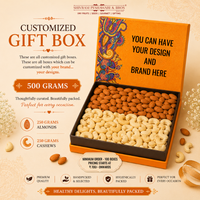 500 Grams - Customized Gift Box (250 Grams each of Almond & Cashews)