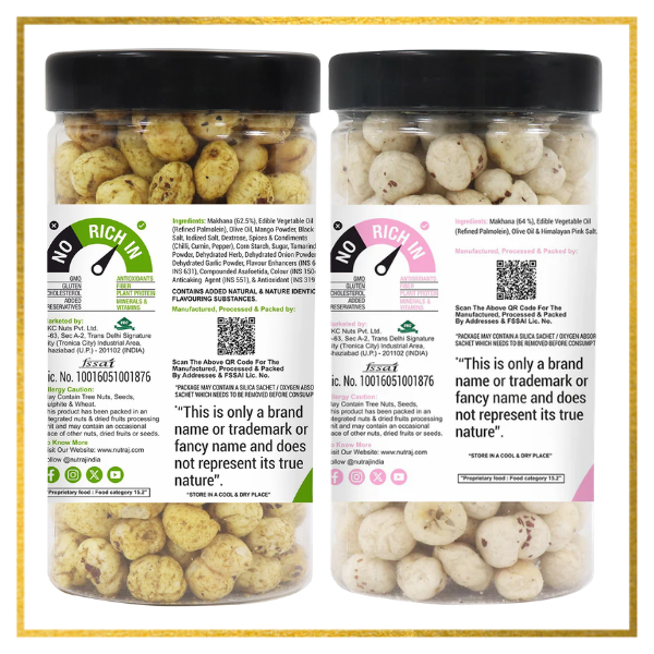Snackrite Makhana Combo (Pack of 2) - Himalayan Salt (70g) and Pudina Chatka Flavor (70g) | Popped Lotus Seed | Flavoured Fox Nuts