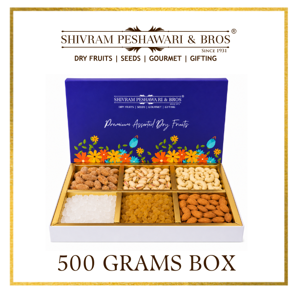600 Grams - Customized Gift Box (100 Grams each of Almond, Cashews, Raisins, Pistachios, Mishri & Dry Dates)