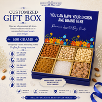 600 Grams - Customized Gift Box (100 Grams each of Almond, Cashews, Raisins, Pistachios, Mishri & Dry Dates)