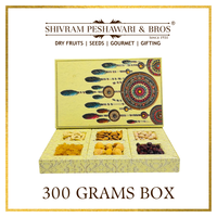 300 Grams Cardboard Box - (50 Grams each of Almonds, Cashews, Raisins, Pistas, Apricots & Cranberry)