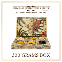 300 Grams Cardboard Box - (50 Grams each of Almonds, Cashews, Raisins, Pistas, Apricots & Cranberry)