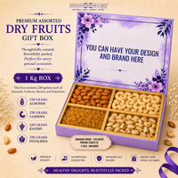 1 Kg - Customized Gift Box (250 Grams each of Almond, Cashews, Raisins & Pistachios)