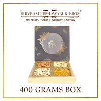 400 Grams Cardboard Box - (100 Grams each of Almonds, Cashews, Raisins & Pistas) - Square Box