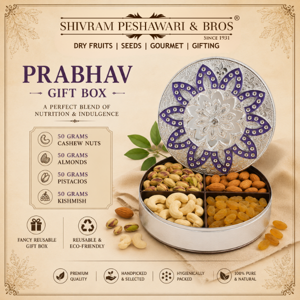 Prabhav Dry Fruits Gift Box - 200 Grams (50 Grams each of Almonds,Cashew,Raisins & Pistas)