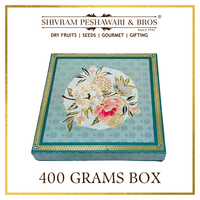 400 Grams Cardboard Box - (100 Grams each of Almonds, Cashews, Raisins & Pistas) - Square Box