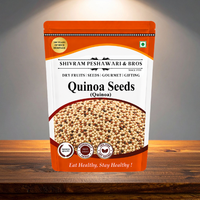 Shivram Peshawari & Bros quinoa seeds stand-up pouch displayed on a wooden surface under spotlight