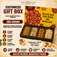 200 Grams - Customized Gift Box (50 Grams each of Almonds, Cashews, Raisins & Pistas)