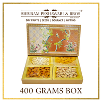 400 Grams Cardboard Box - (100 Grams each of Almonds, Cashews, Raisins & Pistas) Rectangle Box