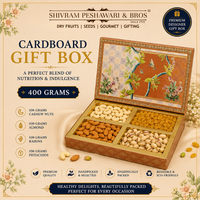 400 Grams Cardboard Box - (100 Grams each of Almonds, Cashews, Raisins & Pistas) Rectangle Box