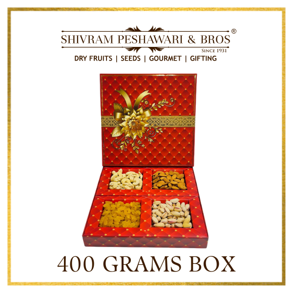 400 Grams Cardboard Box - (100 Grams each of Almonds, Cashews, Raisins & Pistas) Gift Style Box