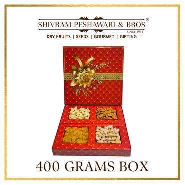 400 Grams Cardboard Box - (100 Grams each of Almonds, Cashews, Raisins & Pistas) Gift Style Box
