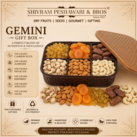 Gemini Dry Fruits Gift Box - 600 Grams (100 Grams each of Almonds,Cashew,Raisins,Pistas, Apricots & Dates)
