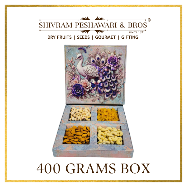 400 Grams Cardboard Box - (100 Grams each of Almonds, Cashews, Raisins & Pistas) Gift Style Box