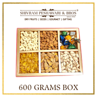 600 Grams Cardboard Box - (100 Grams each of Almonds, Cashews, Raisins, Pistas, Dates & Chocolates)
