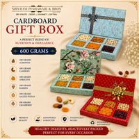 600 Grams Cardboard Box - (100 Grams each of Almonds, Cashews, Raisins, Pistas, Dried Apricots & Craneberry)