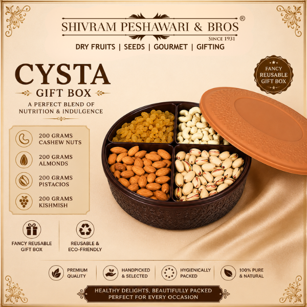 Crysta Dry Fruits Gift Box - 800 Grams (200 Grams each of Almonds,Cashew,Raisins & Pistas)