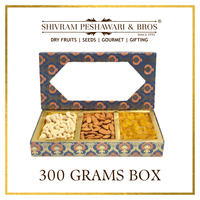 300 Grams Cardboard Box - (100 Grams each of Almonds, Cashews & Raisins)