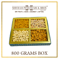 800 Grams Cardboard Box - (200 Grams each of Almonds, Cashews, Raisins & Pistas)