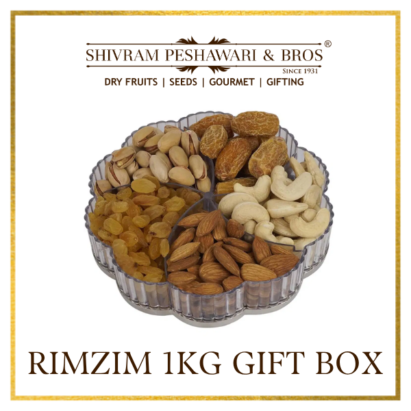 Big Rimzim Dry Fruits Gift Box - 1Kg (200 Grams each of Almonds,Cashew,Raisins,Pistas & Dates) (Copy)
