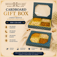 800 Grams Cardboard Box - (200 Grams each of Almonds, Cashews, Raisins & Pistas)