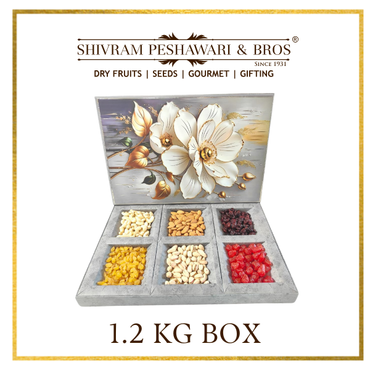 1.2 Kg Cardboard Box - (200 Grams each of Almonds, Cashews, Raisins, Pistas, Dried Cherry & Cranberry)