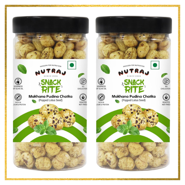 Snackrite Makhana Combo (Pack of 2) - Pudina Chatka Flavor - 70g × 2 | Popped Lotus Seed | Flavoured Fox Nuts