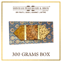 300 Grams Cardboard Box - (100 Grams each of Almonds, Cashews & Raisins)