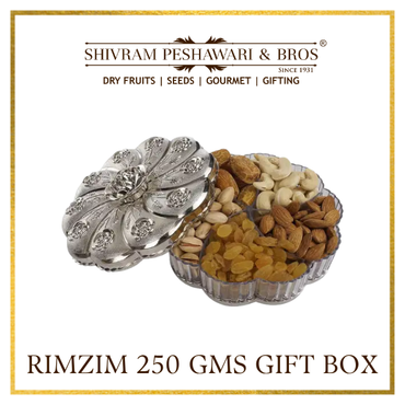 Small Rimzim Dry Fruits Gift Box - 250 Grams (50 Grams each of Almonds,Cashew,Raisins,Pistas & Dates)