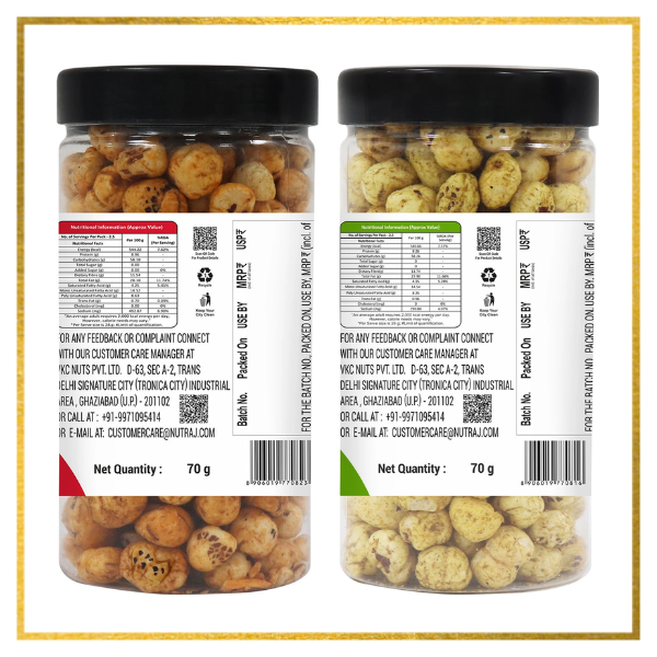 Snackrite Makhana Combo (Pack of 2) - Pudina Chatka (70g) and Peri Peri Flavor (70g) | Popped Lotus Seed | Flavoured Fox Nuts