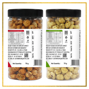 Snackrite Makhana Combo (Pack of 2) - Pudina Chatka (70g) and Peri Peri Flavor (70g) | Popped Lotus Seed | Flavoured Fox Nuts