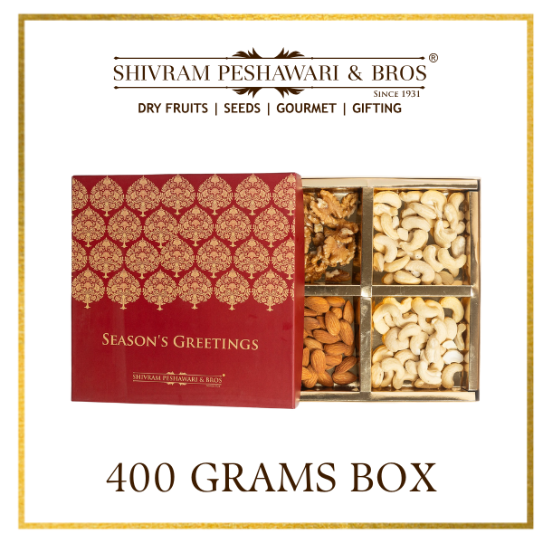 400 Grams - Customized Gift Box (100 Grams each of Almonds, Cashews, Raisins & Pistachios)