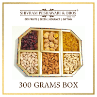 300 Grams Cardboard Box - (50 Grams each of Almonds, Cashews, Raisins, Pistas, Apricots & Cranberry)