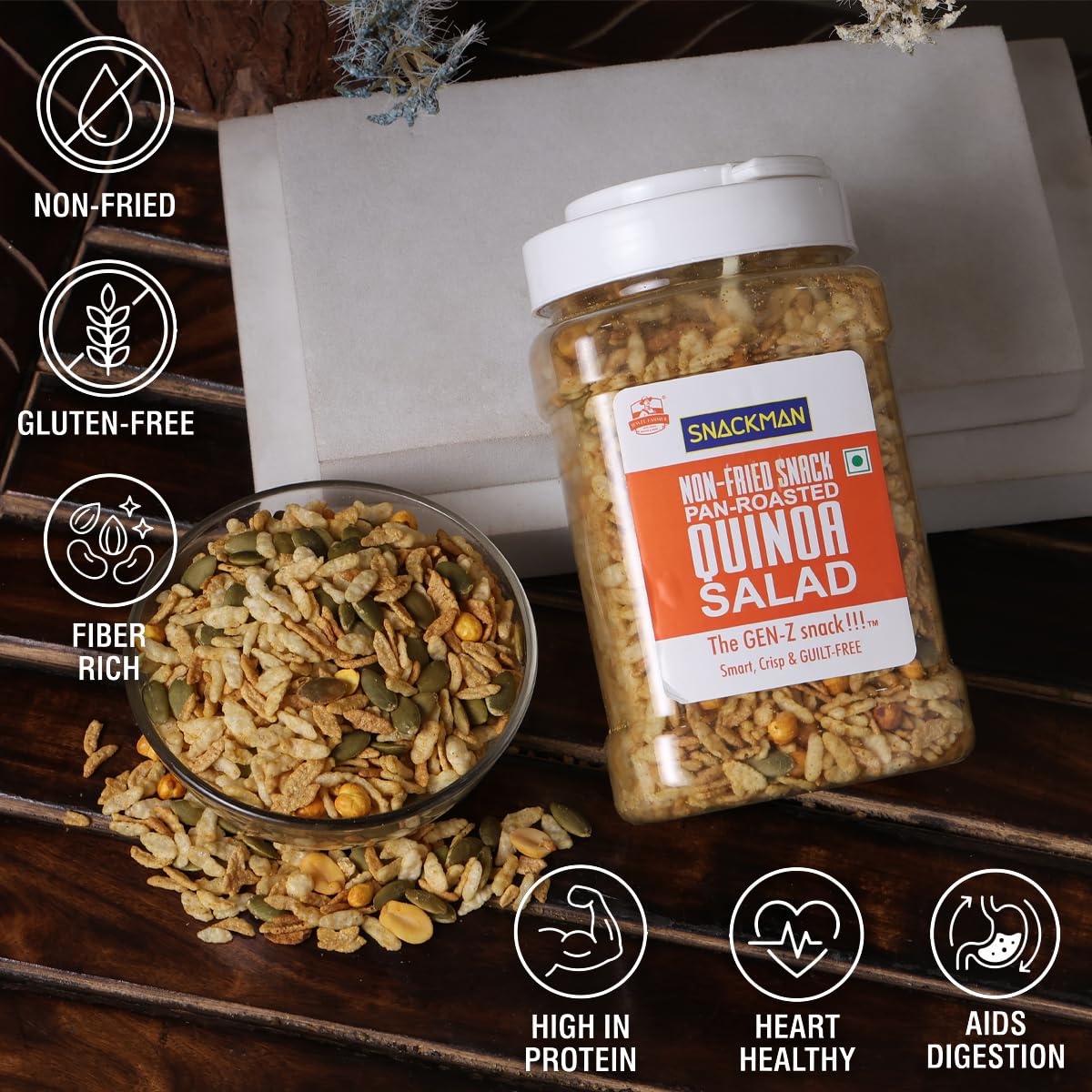 SnackMan Non-Fried Snack Pan-Roasted- Quinoa Salad (325 g)| The Gen-Z Snack